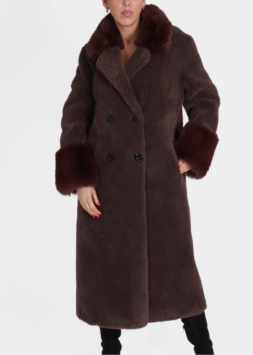 AMERICANDREAMS Fiona Long Brown Wool Coat