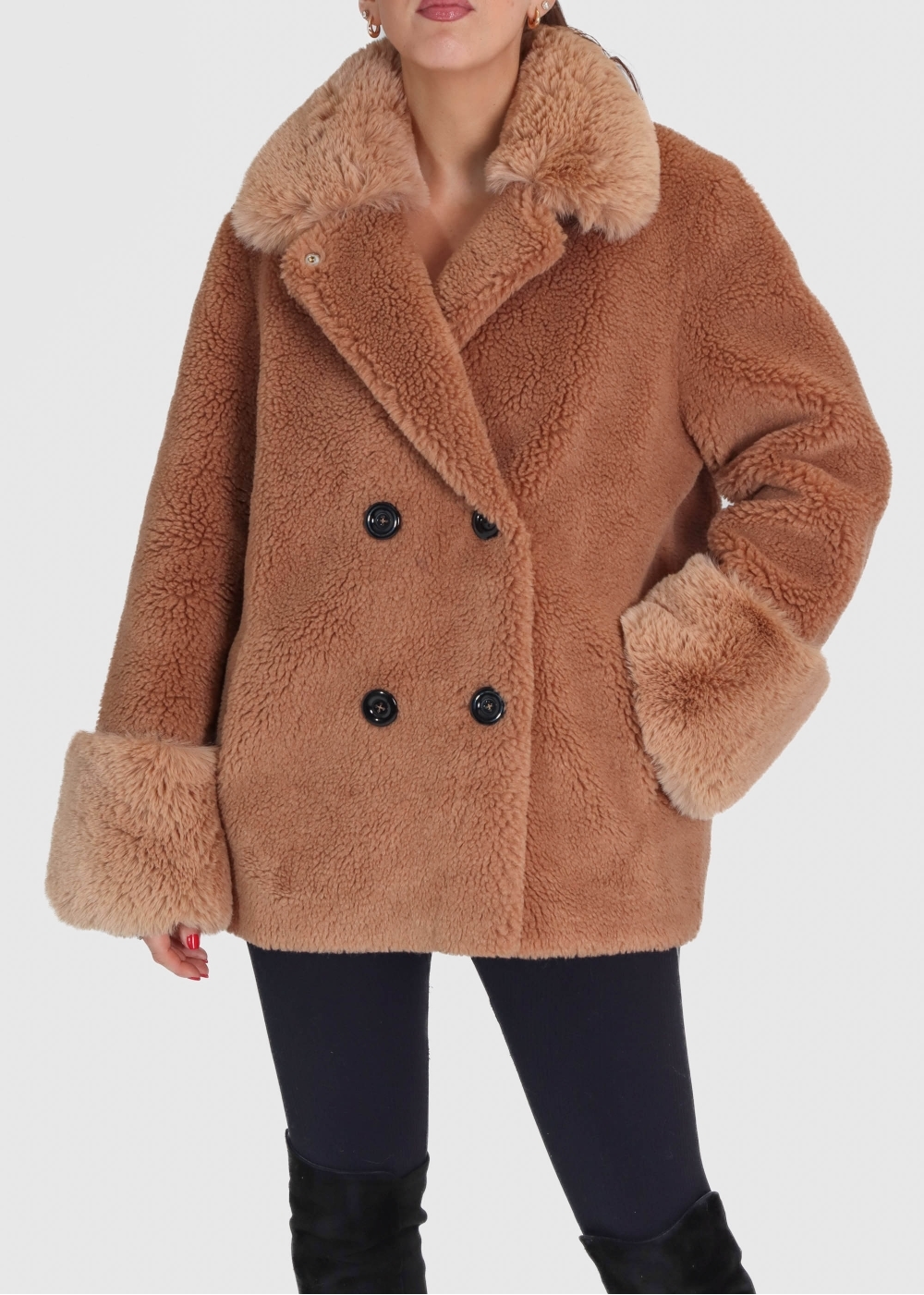 AMERICANDREAMS Fiona Short Brown Wool Coat