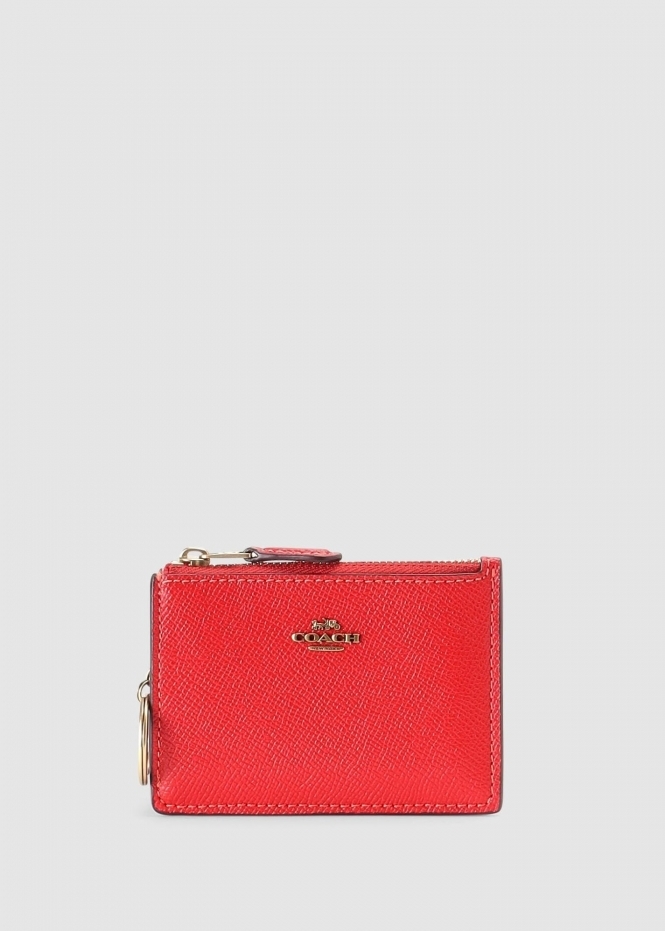 Mini Skinny Red Leather ID Card Holder